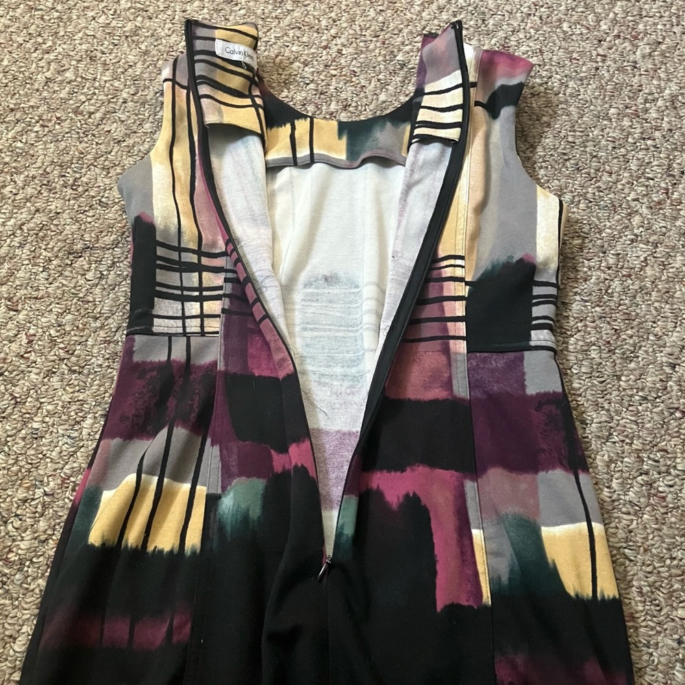Calvin Klein Sheath Dress Womens Watercolor Geometric Career Professional Office - Picture 13 of 15